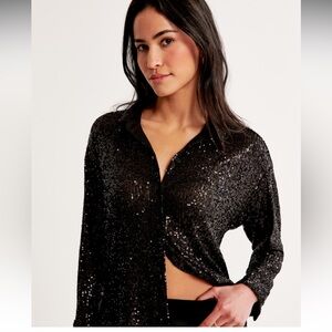 Abercrombie long sleeve sequin button up shirt